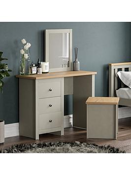 Product photograph of Vida Designs Arlington Dressing Table Stool And Mirror Set - Grey from very.co.uk