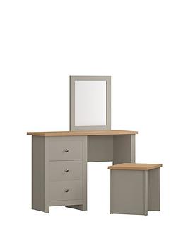 Product photograph of Vida Designs Arlington Dressing Table Stool And Mirror Set - Grey from very.co.uk