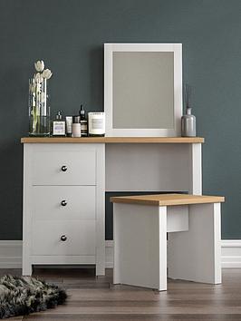 Product photograph of Vida Designs Arlington Dressing Table Stool And Mirror Set - White from very.co.uk