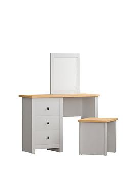 Product photograph of Vida Designs Arlington Dressing Table Stool And Mirror Set - White from very.co.uk