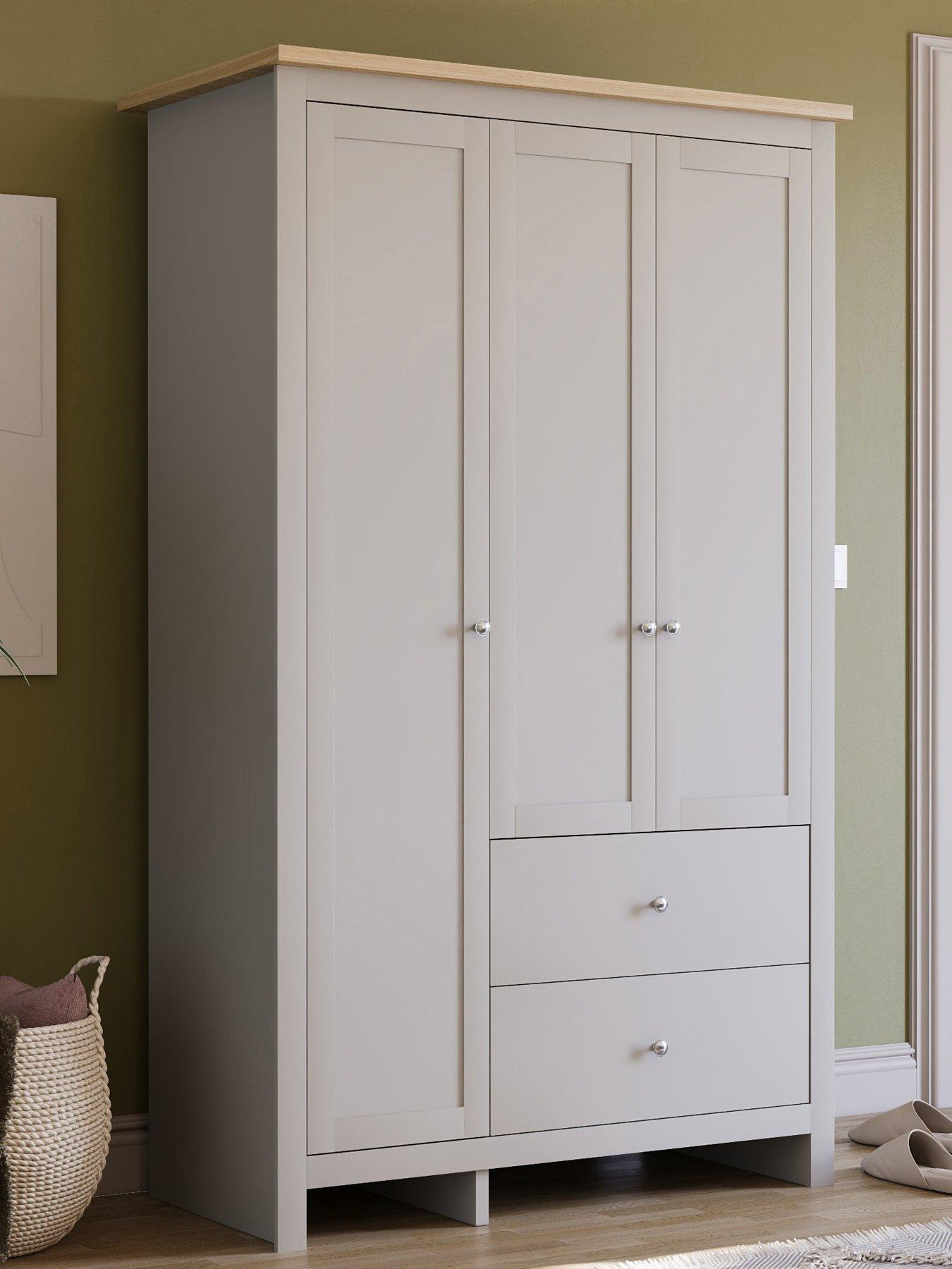 Vida Designs Arlington 3 Door, 2 Drawer Wardrobe in Grey | very.co.uk