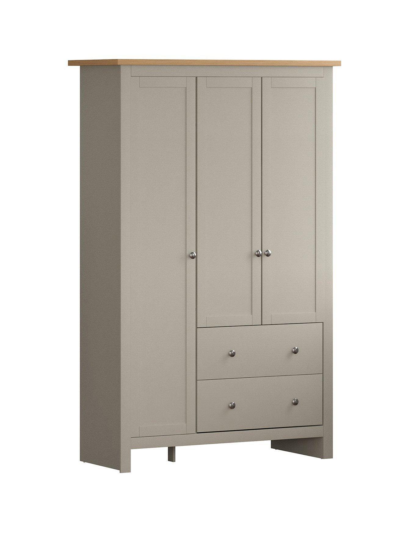 Product photograph of Vida Designs Arlington 3 Door 2 Drawer Wardrobe In Grey from very.co.uk