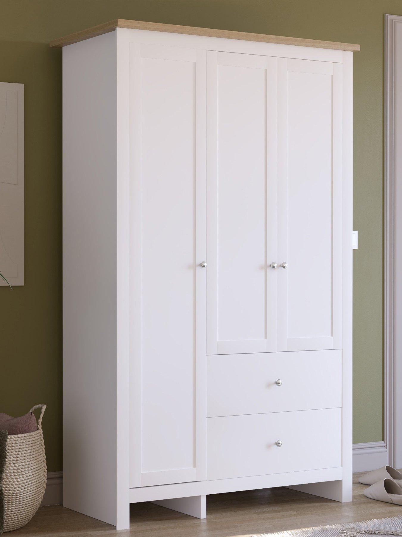 Product photograph of Vida Designs Arlington 3 Door 2 Drawer Wardrobe - White from very.co.uk