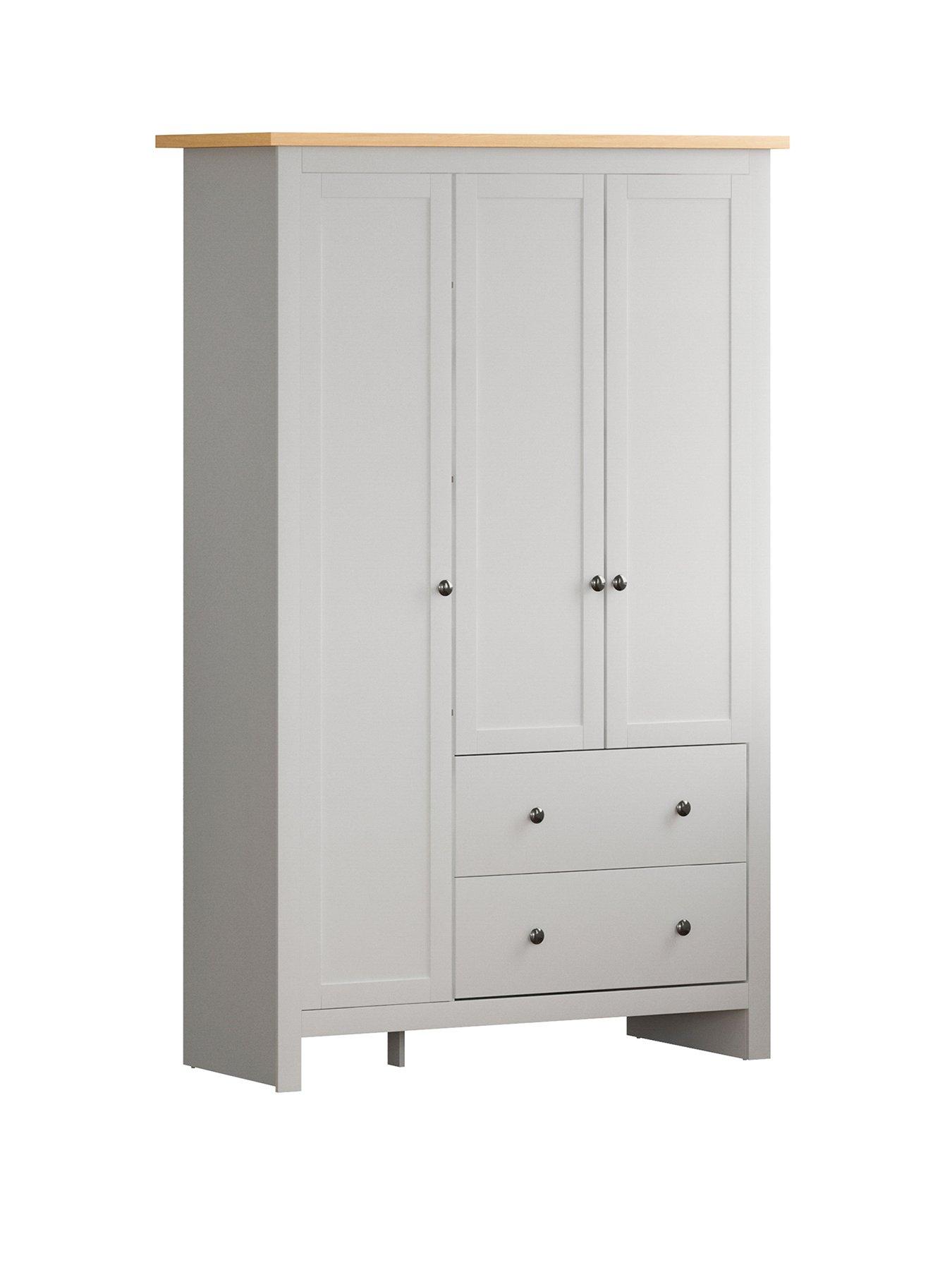 Vida Designs Arlington 3 Door, 2 Drawer Wardrobe - White | Very.co.uk