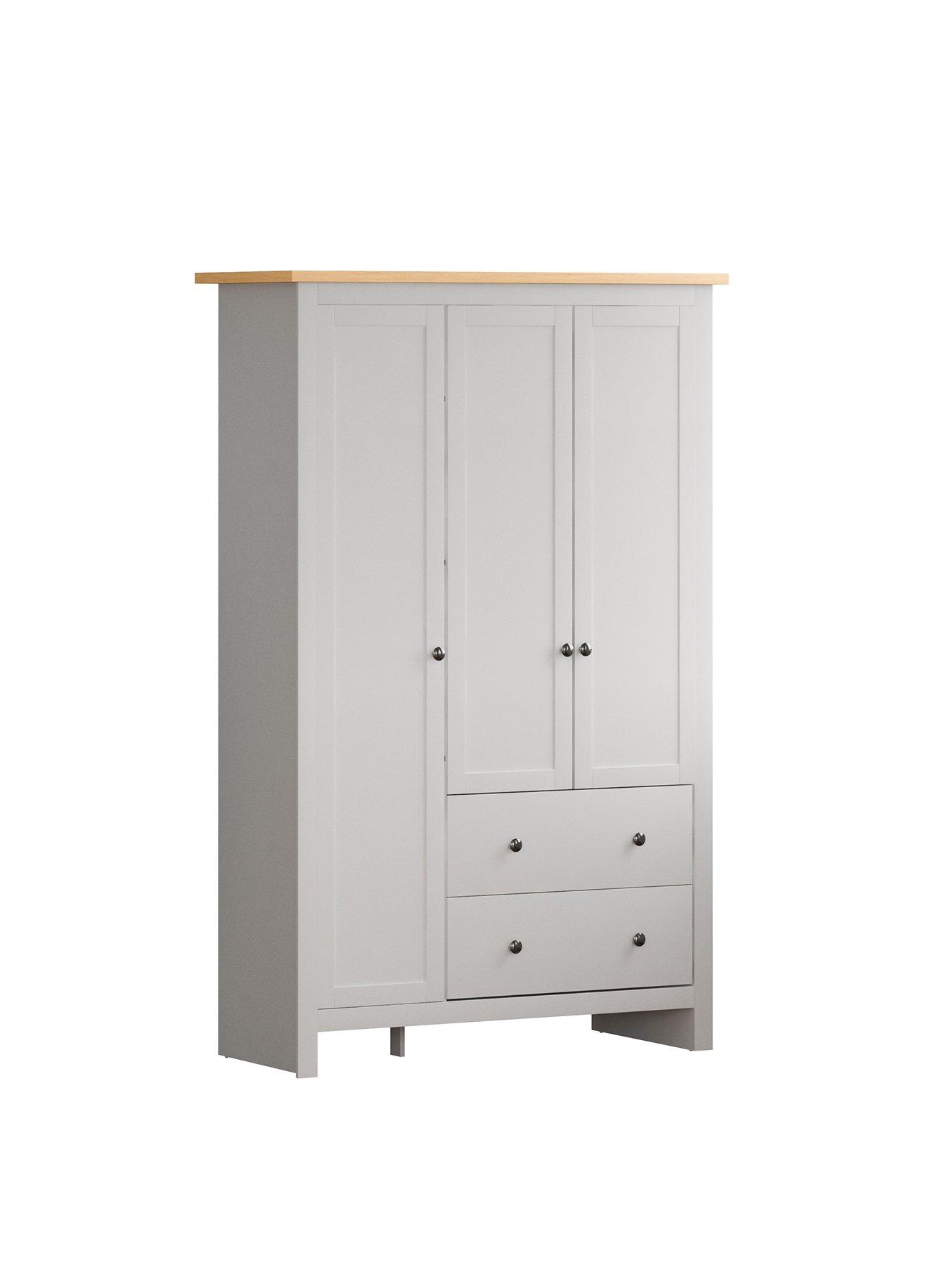 Vida Designs Arlington 3 Door, 2 Drawer Wardrobe - White | Very.co.uk