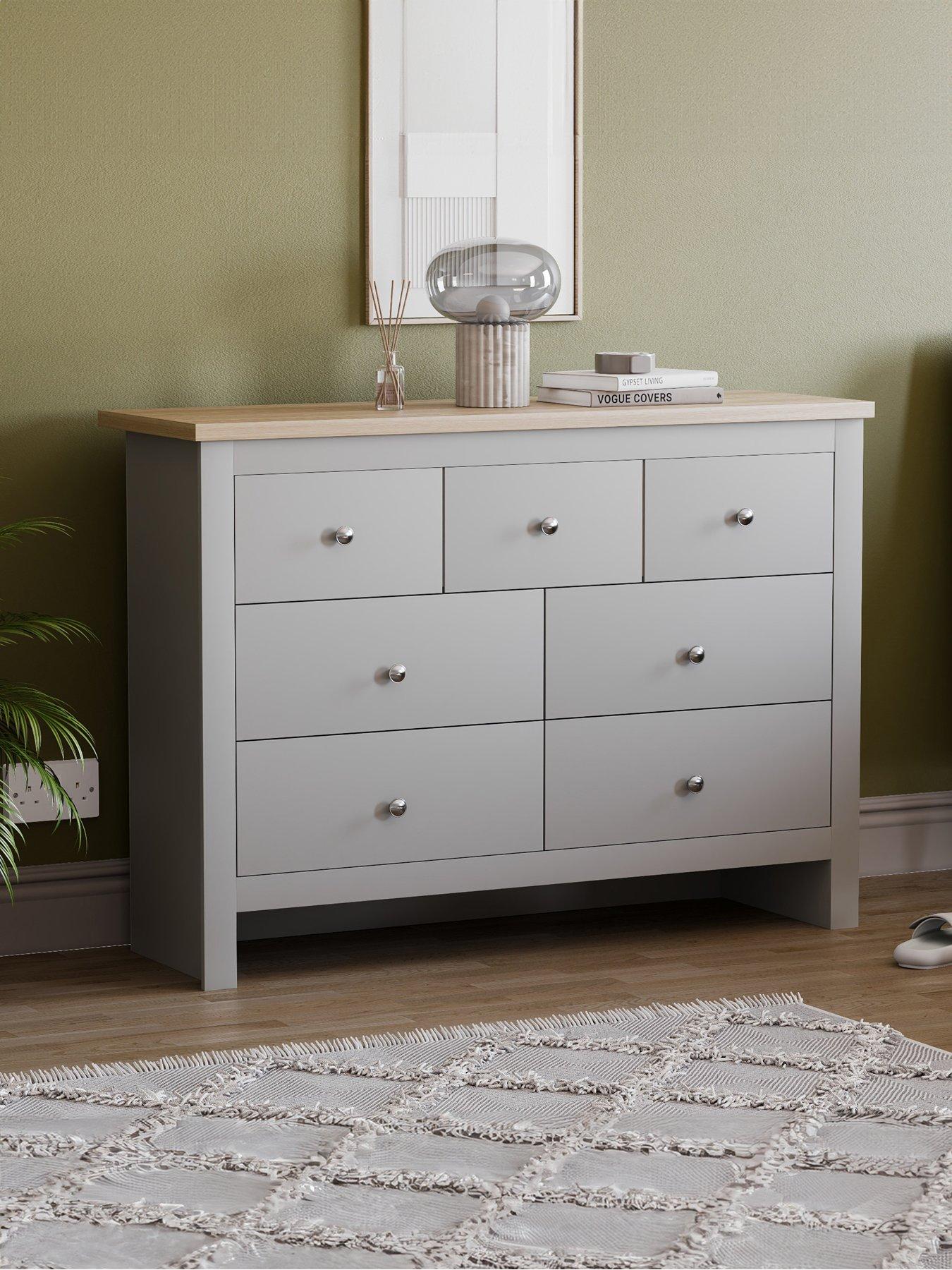 Vida Designs Arlington 4 + 3 Drawer Chest - Grey | very.co.uk