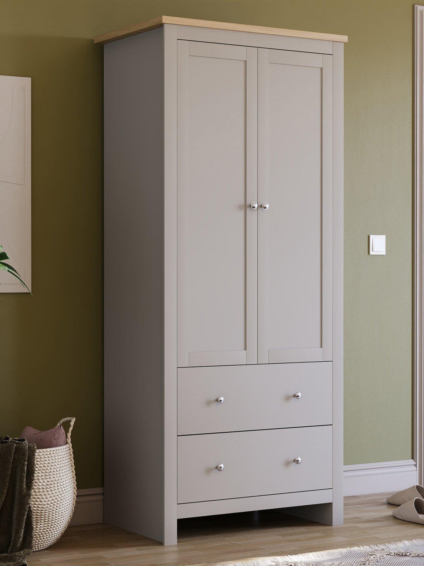 Product photograph of Vida Designs Arlington 2 Door 2 Drawer Wardrobe - Grey from very.co.uk