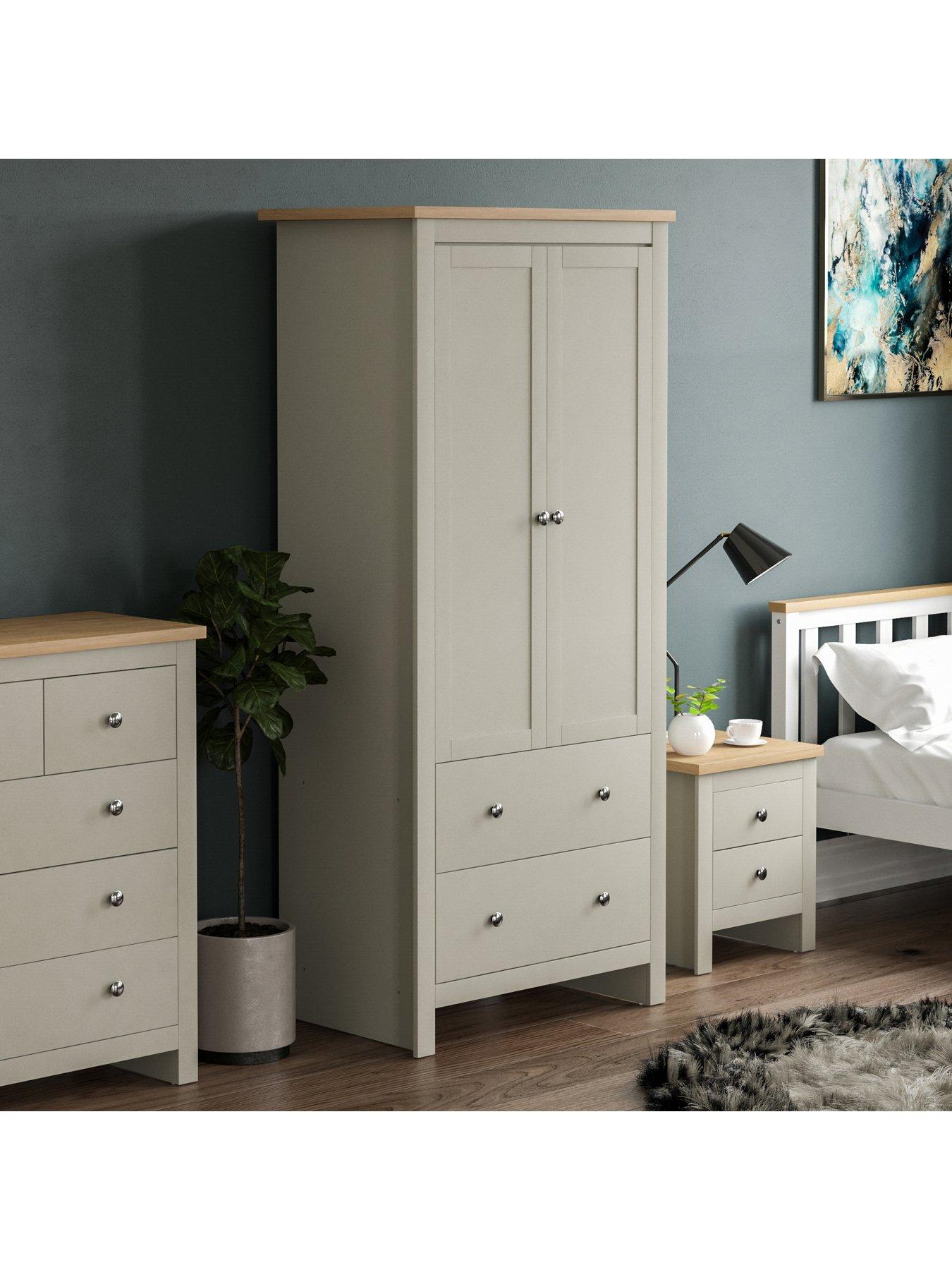 Vida Designs Arlington 2 Door 2 Drawer Wardrobe Grey Uk