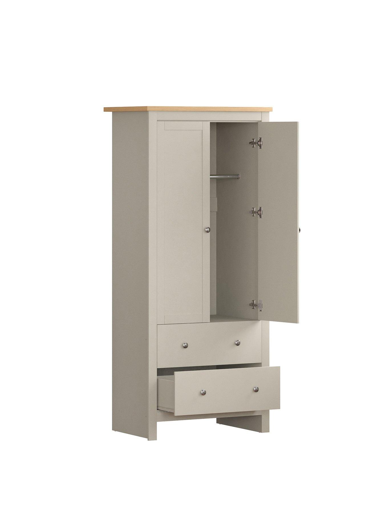 Vida Designs Arlington 2 Door, 2 Drawer Wardrobe - Grey | Very.co.uk