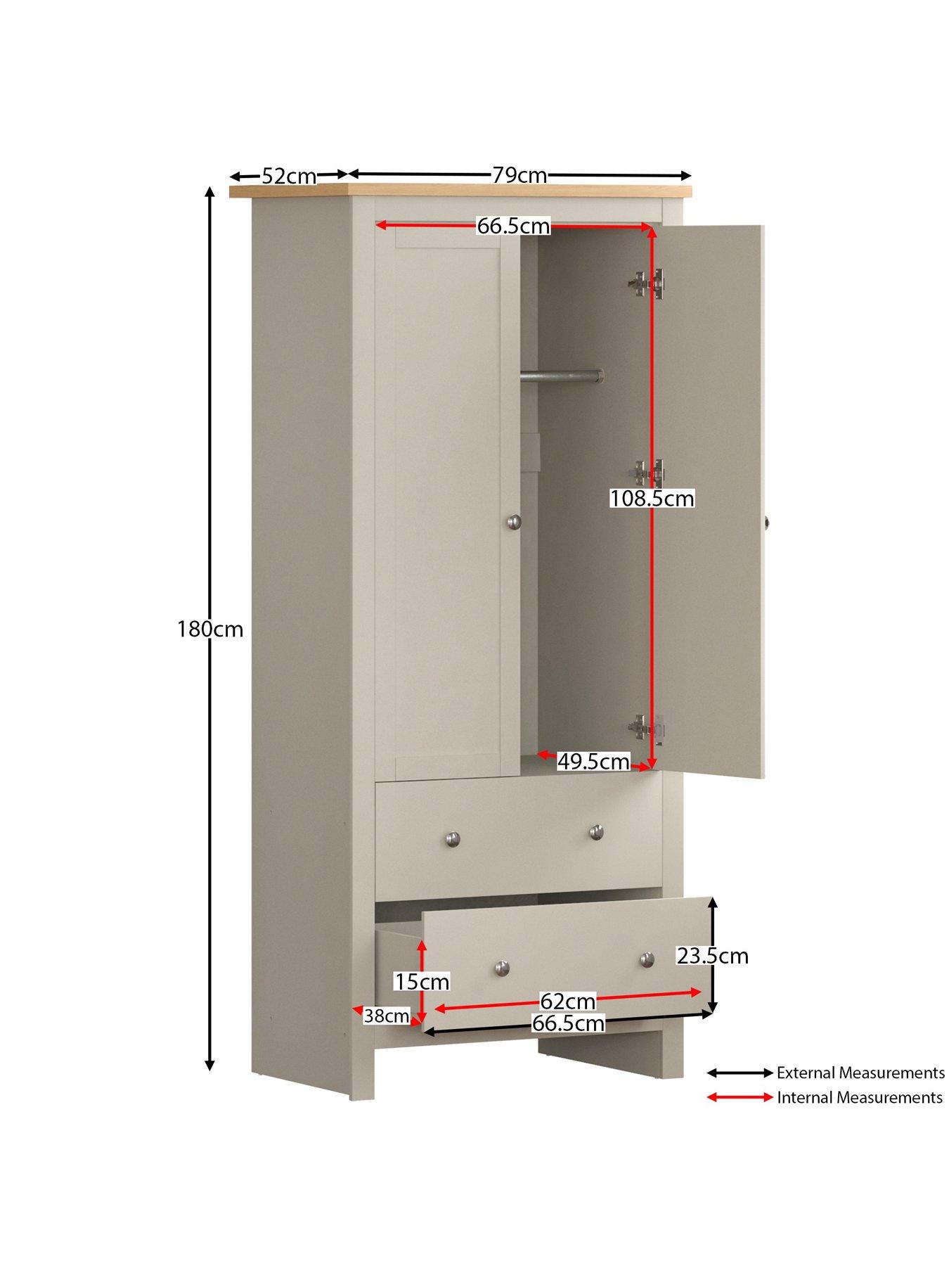 Vida Designs Arlington 2 Door, 2 Drawer Wardrobe - Grey | Very.co.uk