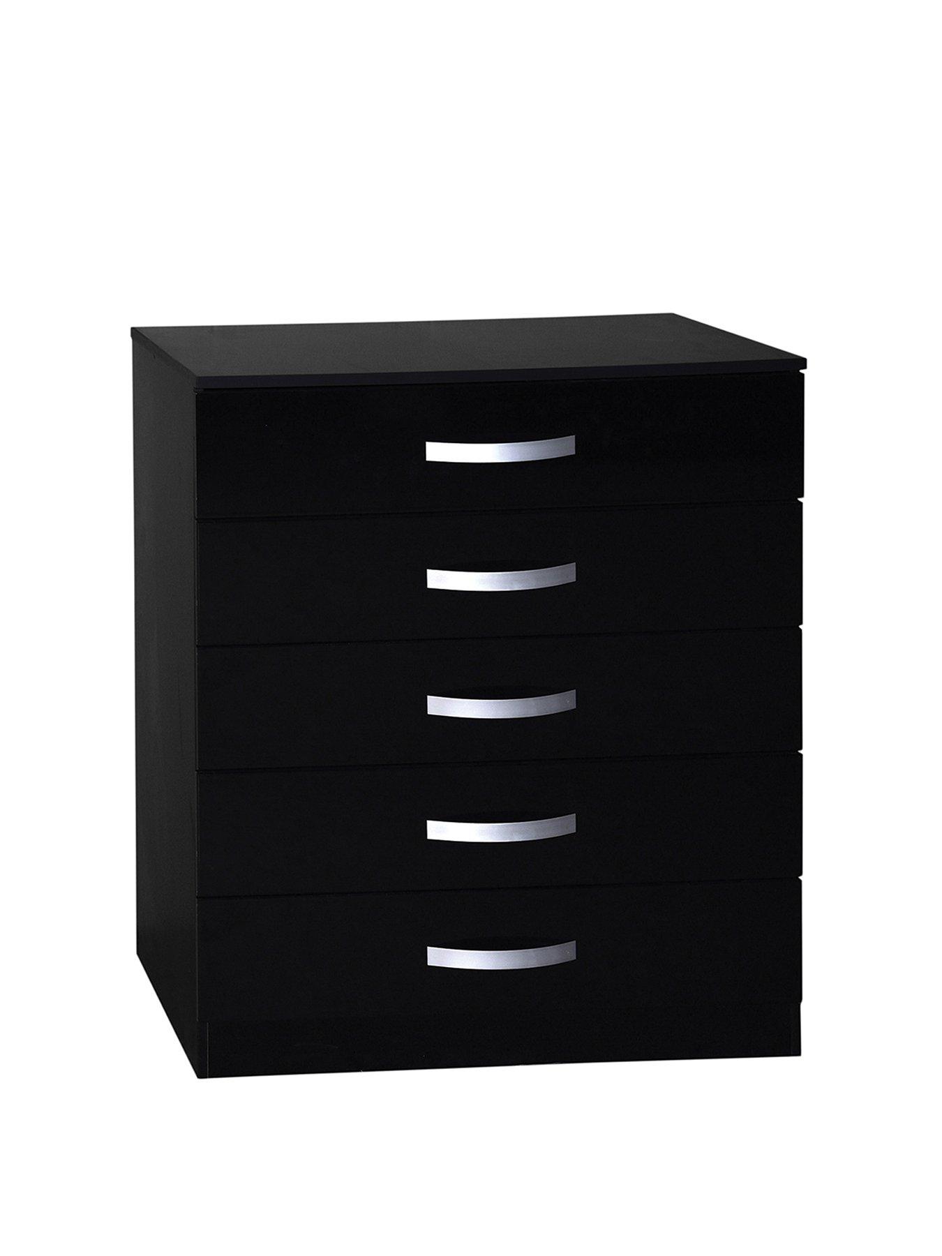 Product photograph of Vida Designs Hulio 5 Drawer Compact Chest - Black from very.co.uk
