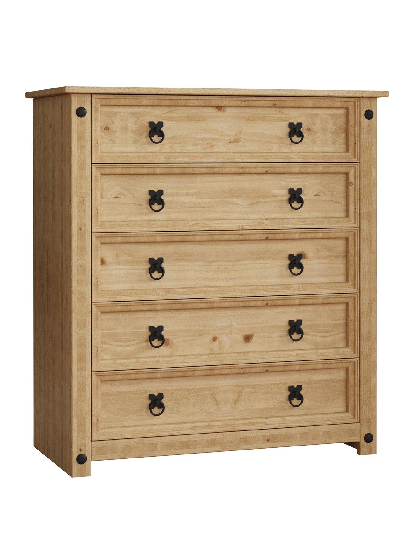 Image 2 of 6 of Vida Designs Corona Rustic Solid Pine 5 Drawer Chest