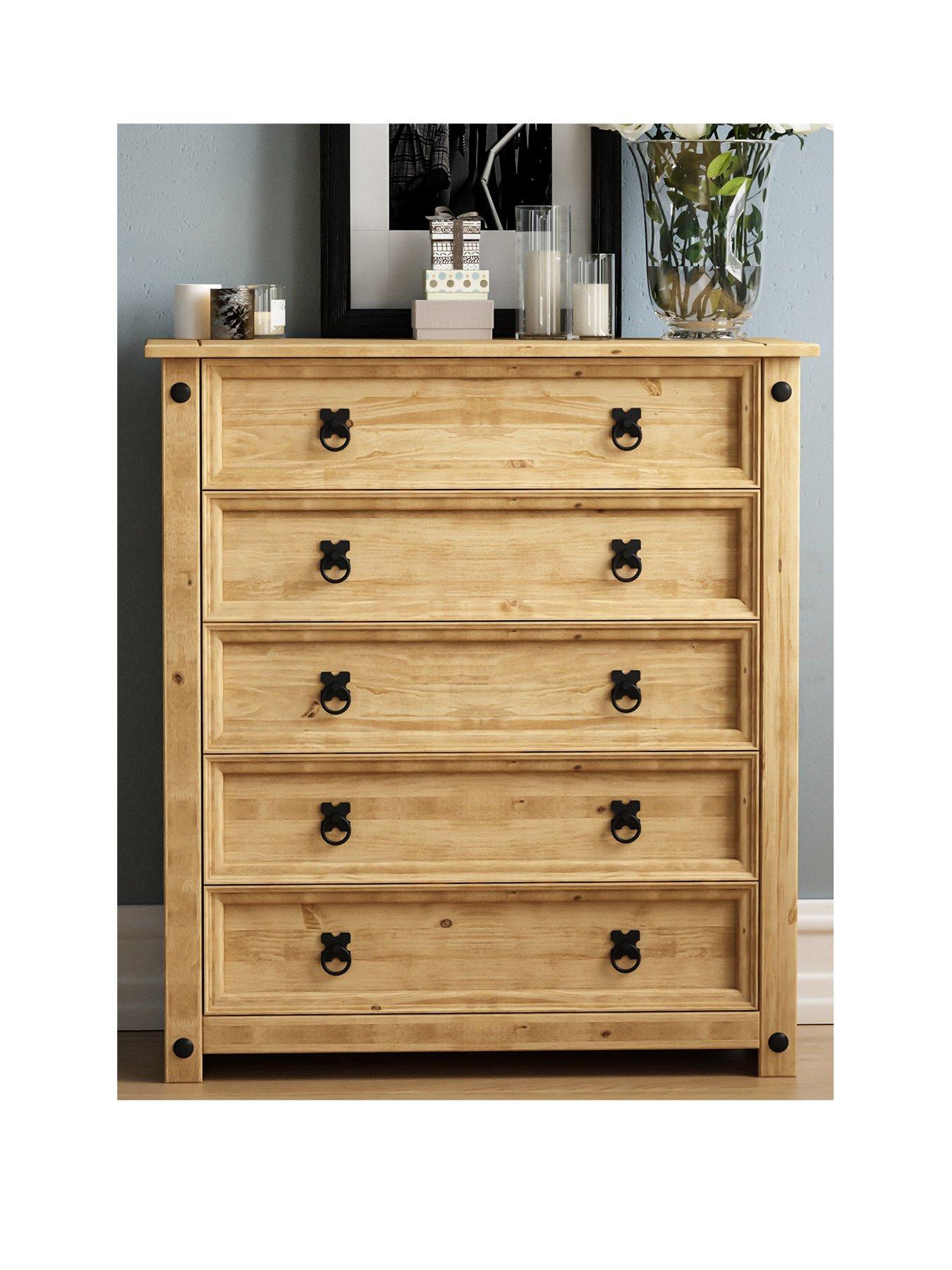 Image 3 of 6 of Vida Designs Corona Rustic Solid Pine 5 Drawer Chest