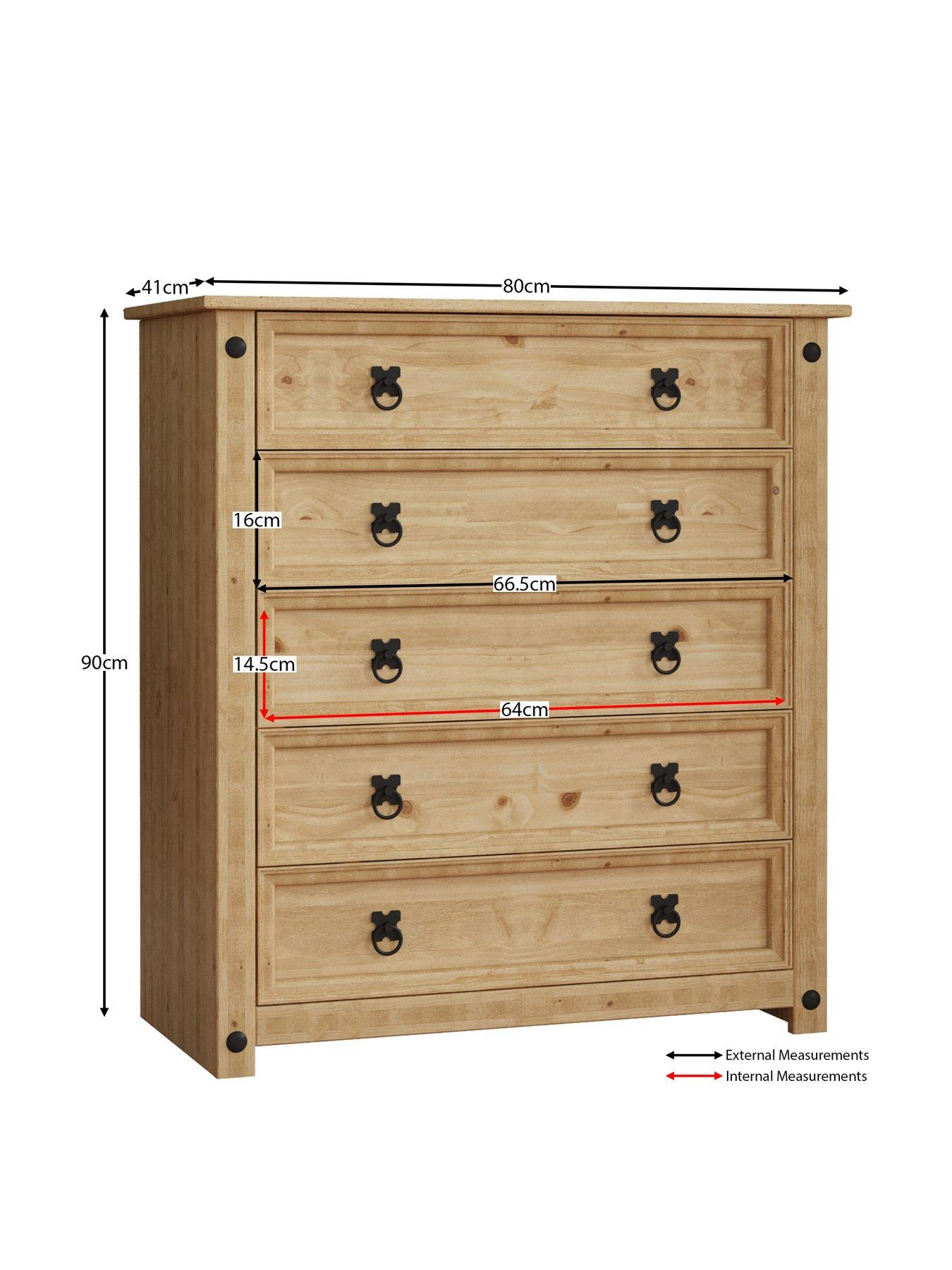 Image 6 of 6 of Vida Designs Corona Rustic Solid Pine 5 Drawer Chest