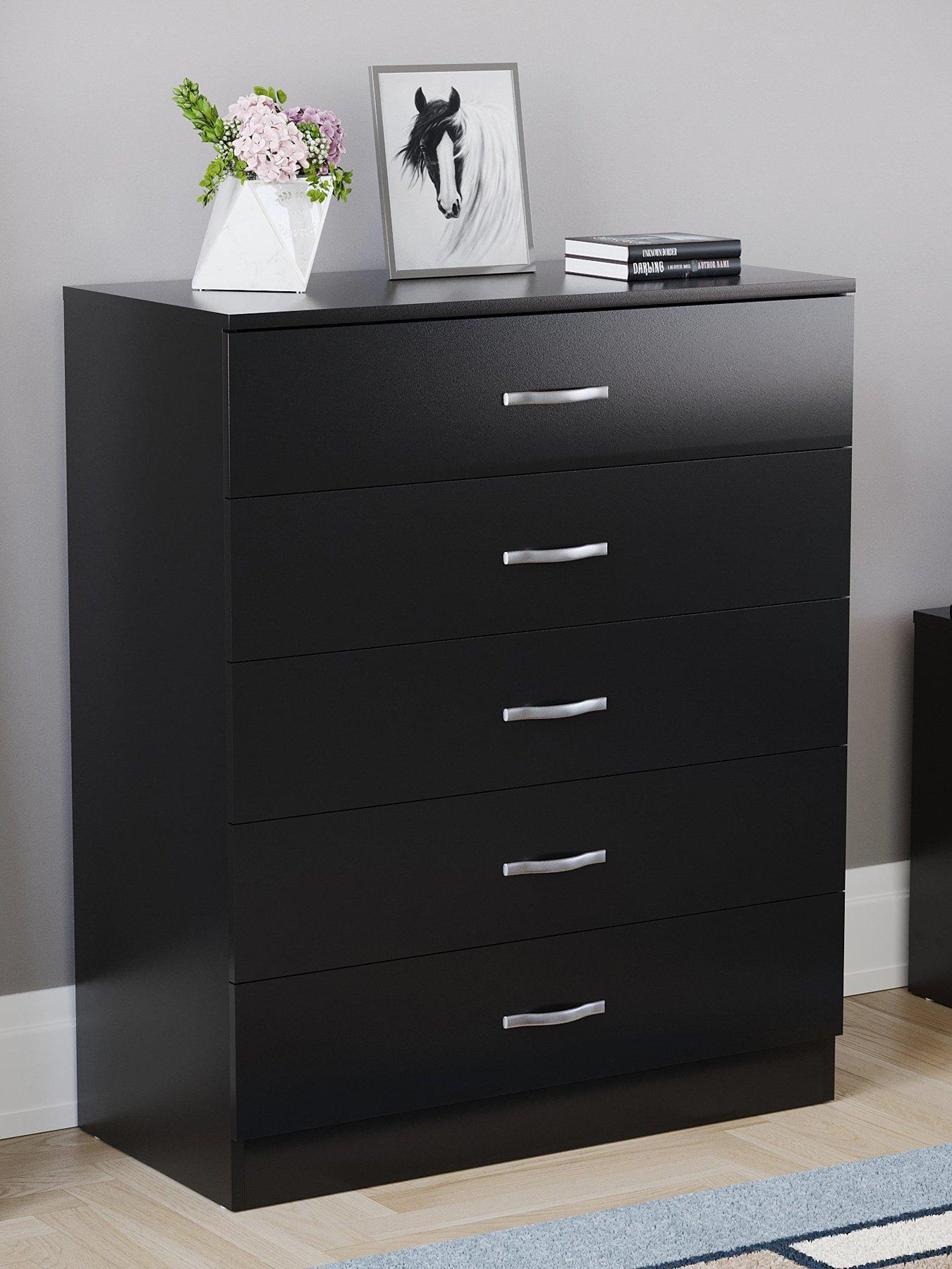 Vida Designs Riano 5 Drawer Compact Chest - Black