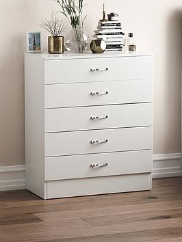 Product photograph of Vida Designs Hulio 5 Drawer Compact Chest - White from very.co.uk