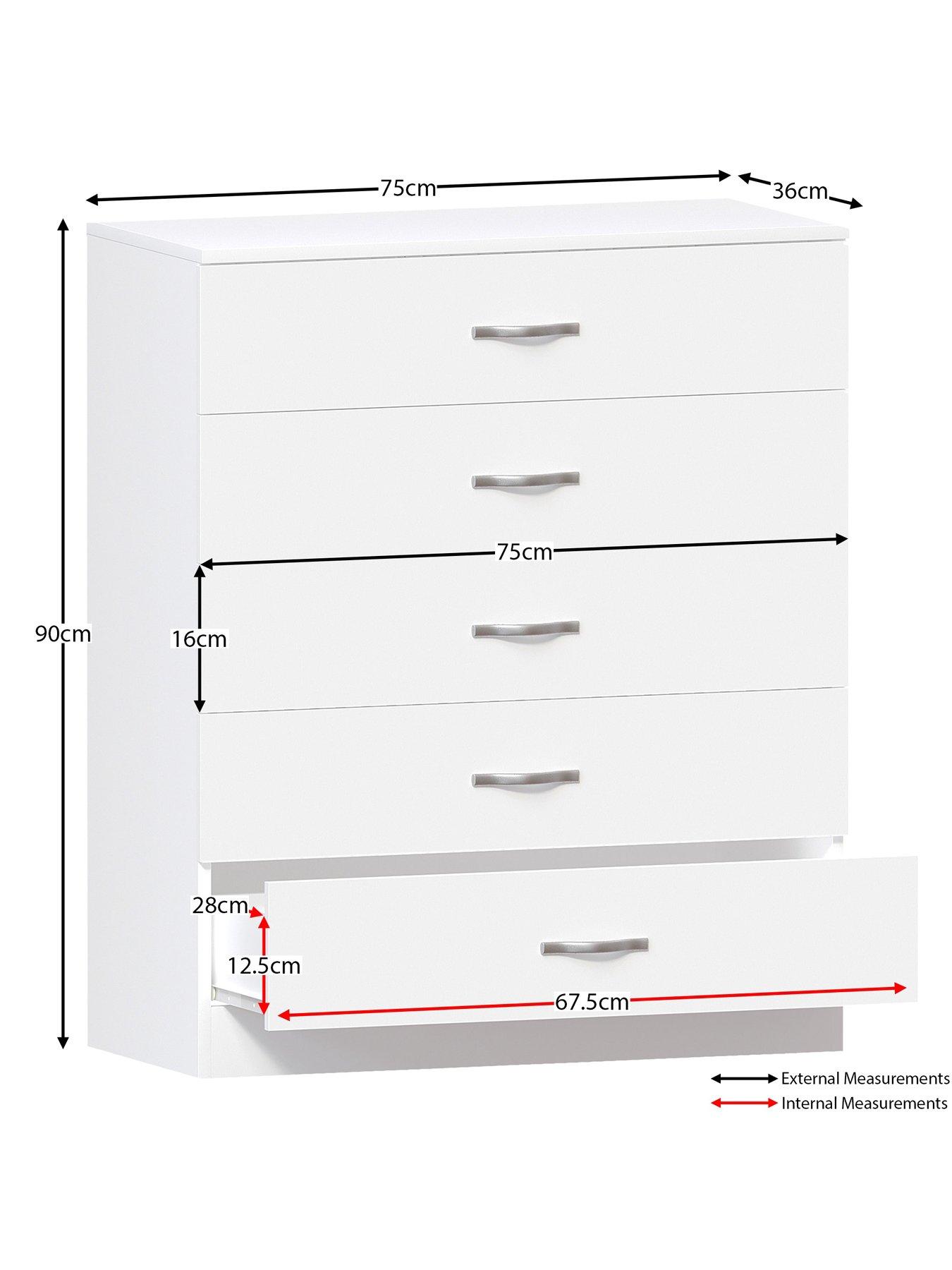Image 6 of 6 of Vida Designs Riano&nbsp;5 Drawer Compact Chest - White