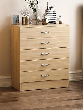 Product photograph of Vida Designs Hulio 5 Drawer Compact Chest - Pine from very.co.uk