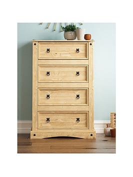 Product photograph of Vida Designs Corona Solid Pine 4 Drawer Chest from very.co.uk