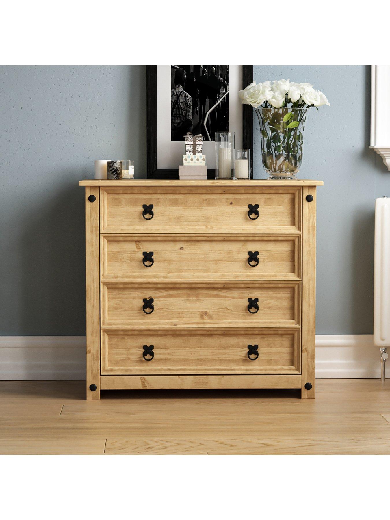 Vida Designs Corona Solid Pine Rustic 4 Drawer Chest
