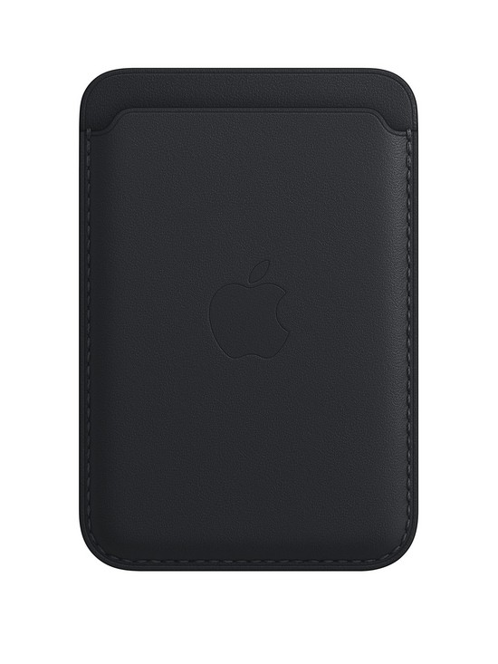 front image of apple-iphone-leather-wallet-with-magsafe-midnight