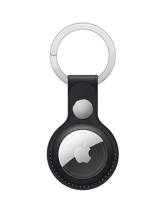 front image of apple-airtag-leather-key-ring-midnight