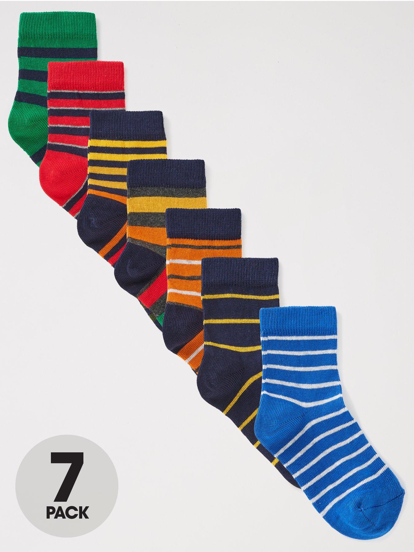 The Very Collection Boys 7 Pack Striped Socks - Multi