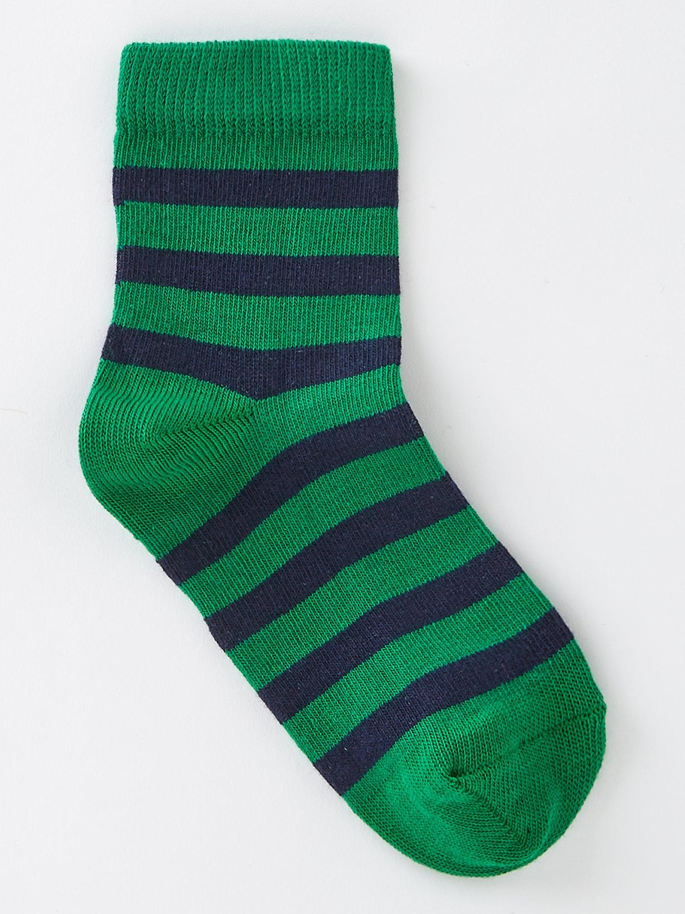 Men's Hunter Green and White Striped Socks