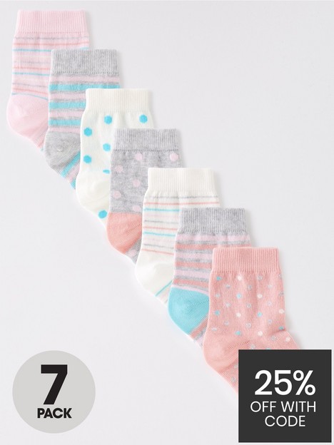 everyday-girlsnbspspot-and-stripe-socks-7-pack--nbsppink