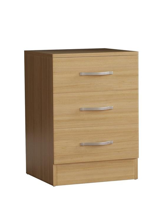 front image of vida-designs-riano-3-drawer-bedside-chest