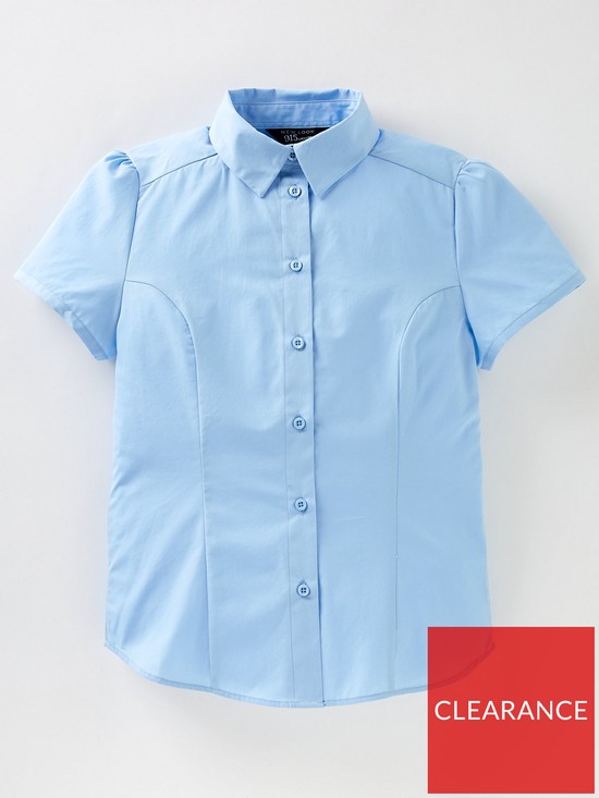 front image of new-look-915-puff-sleeve-school-shirt-blue