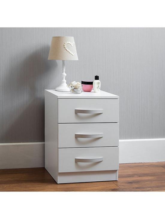 stillFront image of vida-designs-hulio-3-drawer-bedside-cabinet-white