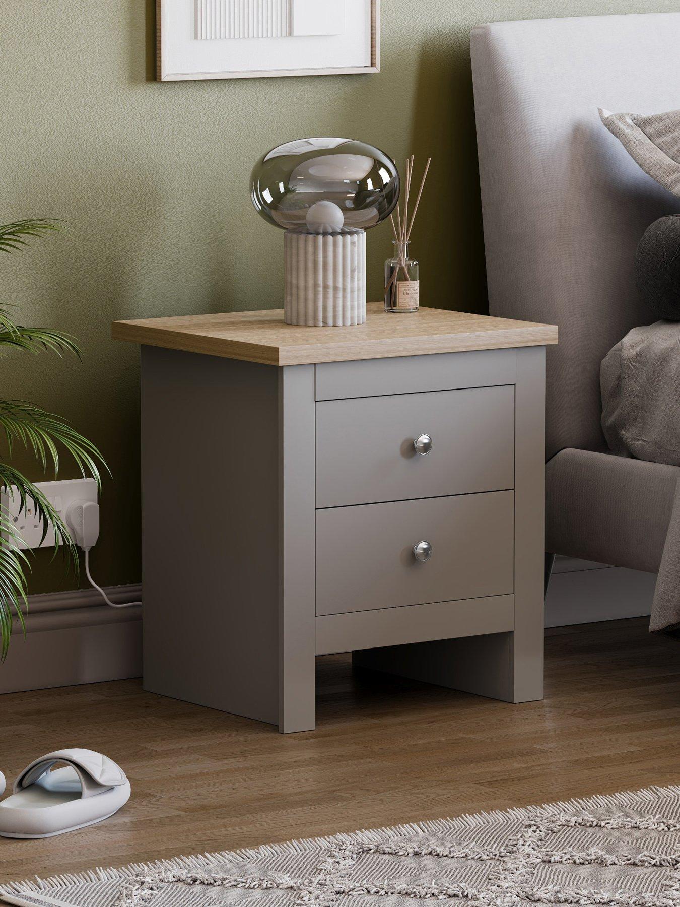 Vida Designs Arlington 2 Drawer Bedside Chest - Grey