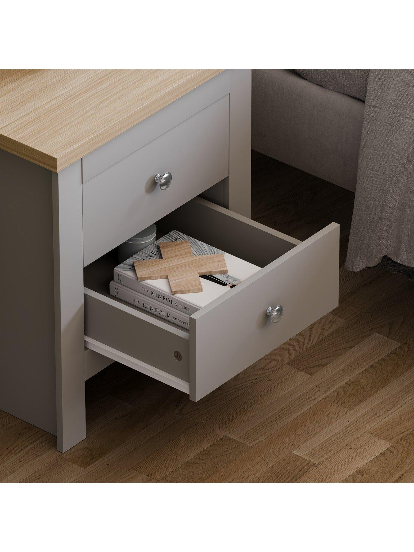 Image 4 of 6 of Vida Designs Arlington 2 Drawer Bedside Chest - Grey