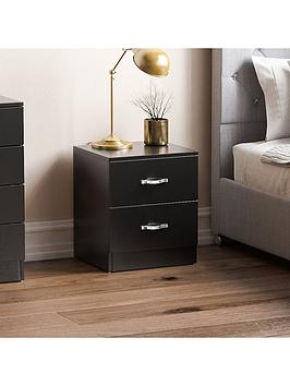 Product photograph of Vida Designs Riano Compact 2 Drawer Bedside Chest - Black from very.co.uk