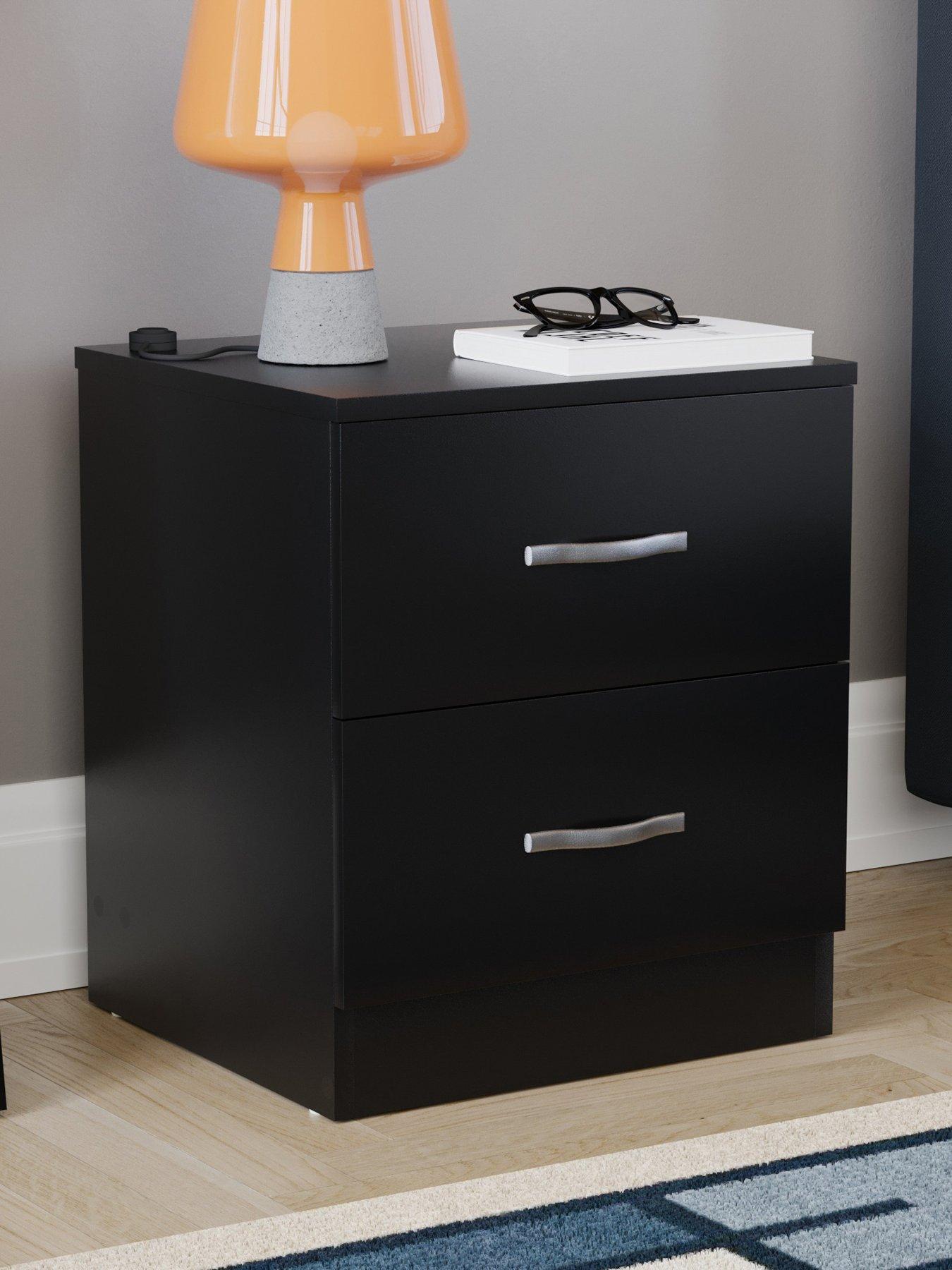 Vida Designs Riano Compact 2 Drawer Bedside Chest - Black