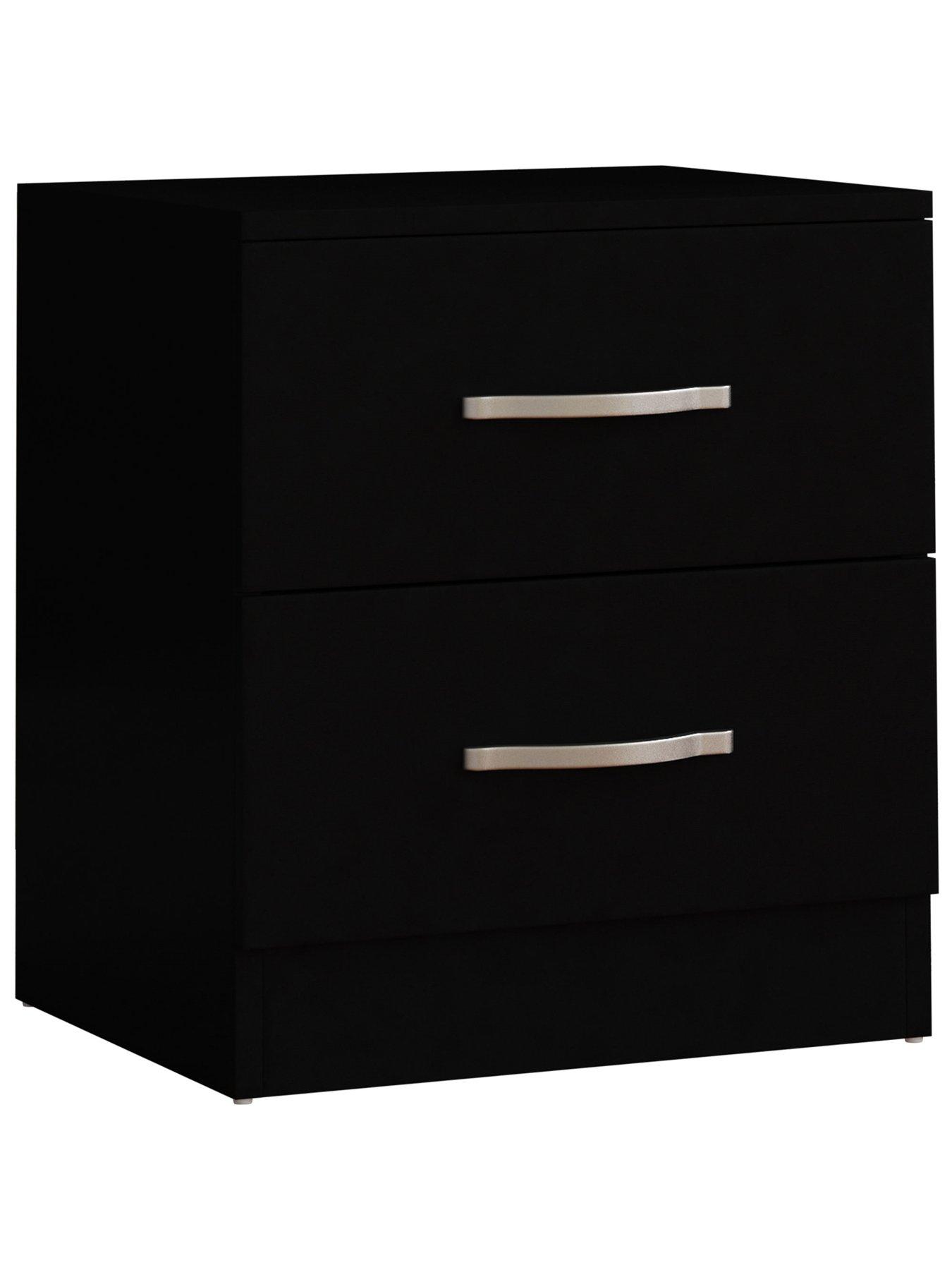 Product photograph of Vida Designs Riano Compact 2 Drawer Bedside Chest - Black from very.co.uk