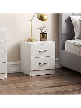 Product photograph of Vida Designs Riano Compact 2 Drawer Bedside Chest - White from very.co.uk