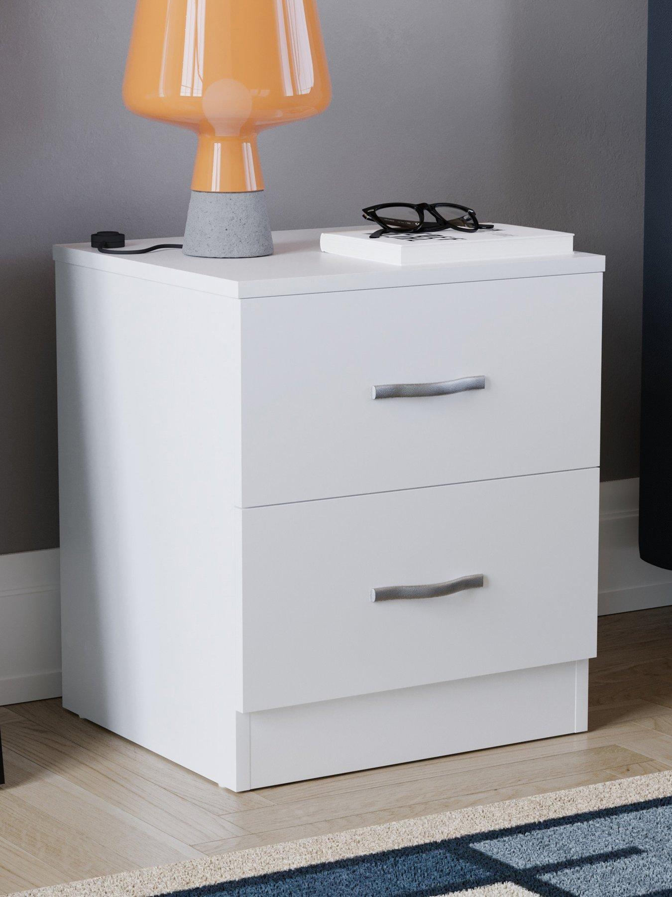 undefined Riano Compact 2 Drawer Bedside Chest - White