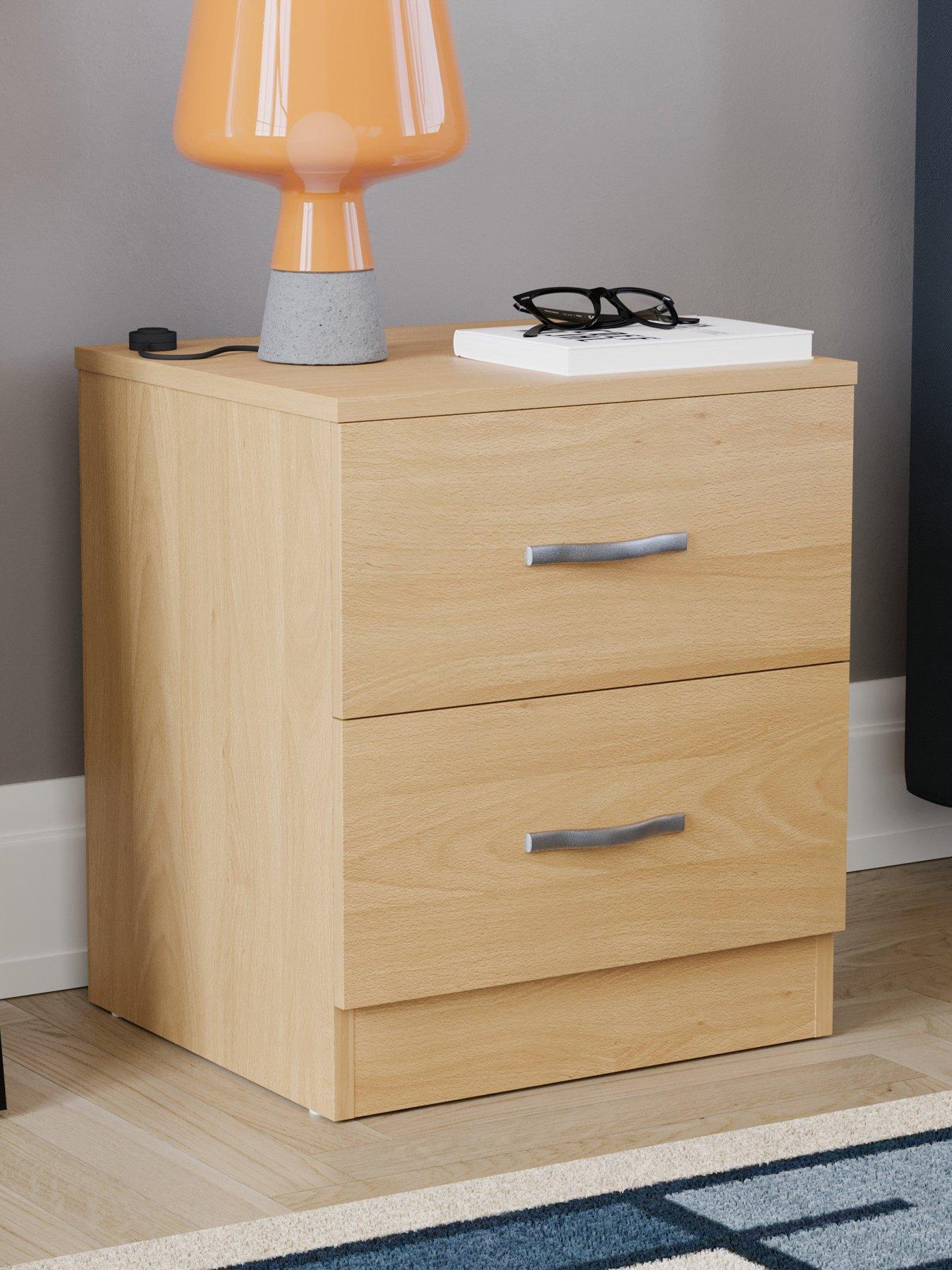 Vida Designs Riano Compact 2 Drawer Bedside Chest - Pine