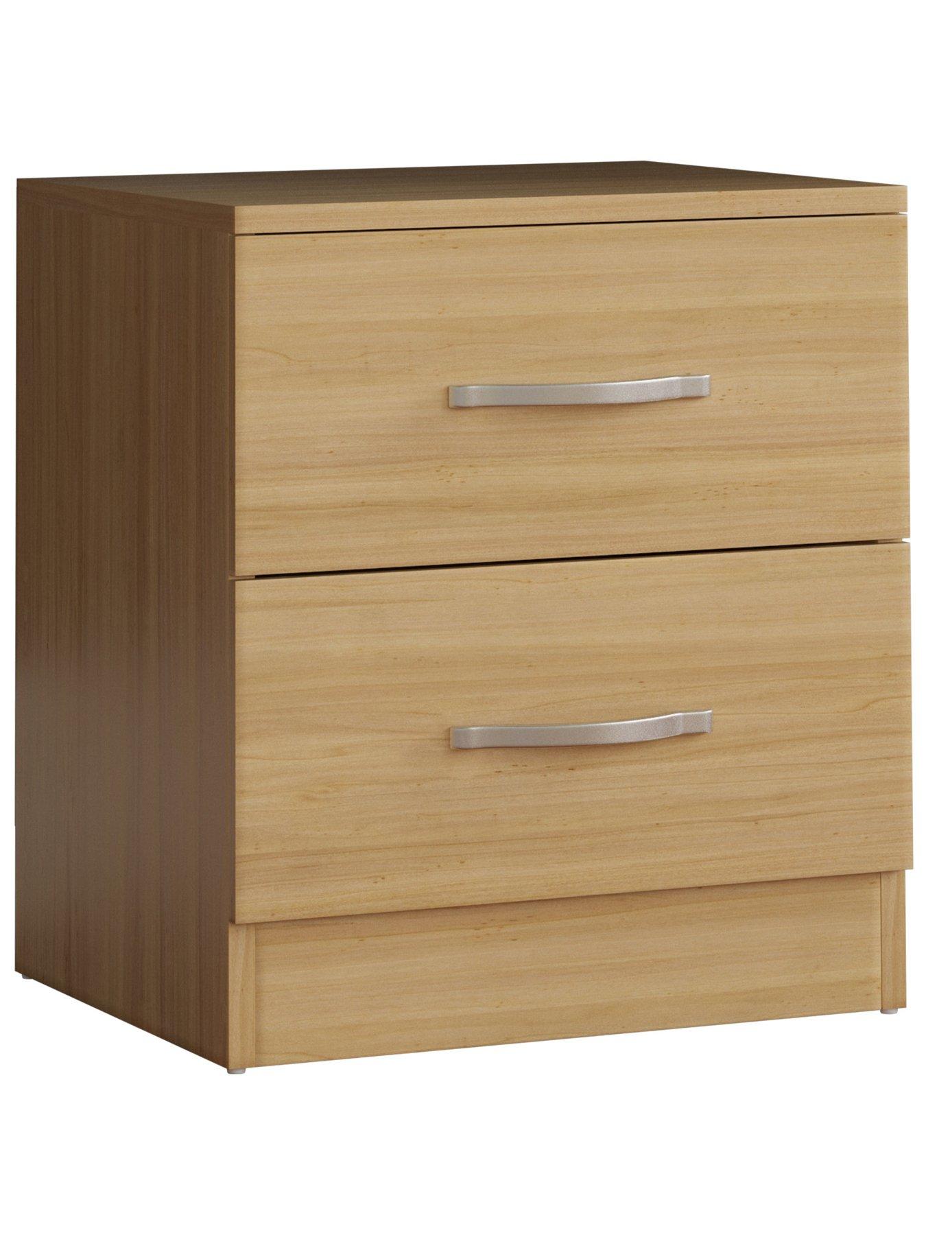 Product photograph of Vida Designs Riano Compact 2 Drawer Bedside Chest - Pine from very.co.uk