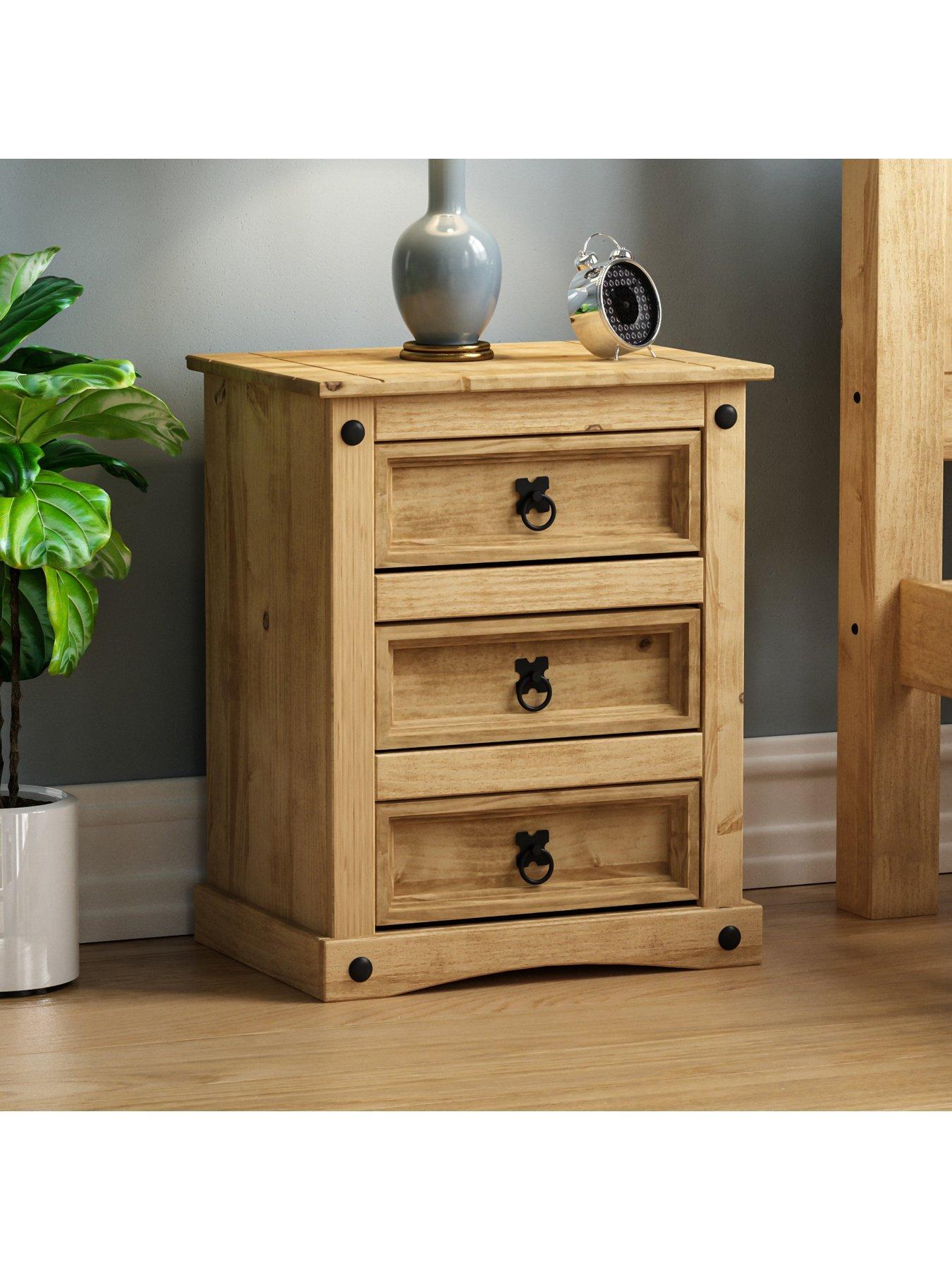 Rio 3 drawer store bedside table