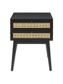 Product photograph of Very Home Torri Cane 2 Drawer Side Table - Black from very.co.uk