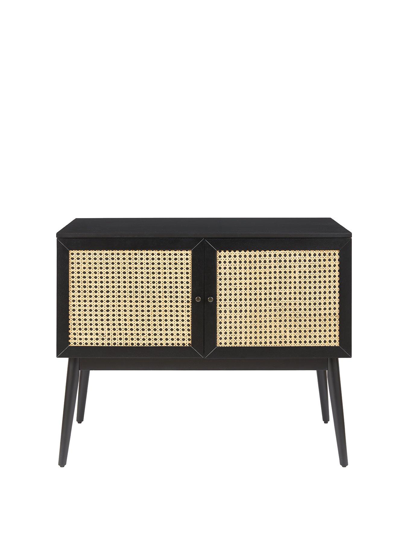Product photograph of Very Home Torri Cane 2 Door Compact Sideboard - Black from very.co.uk