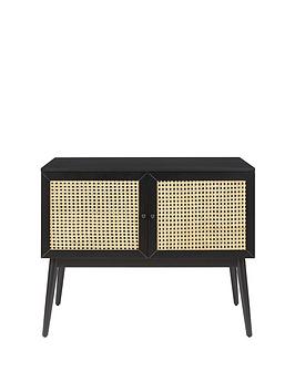 Product photograph of Very Home Torri Cane 2 Door Compact Sideboard - Black from very.co.uk