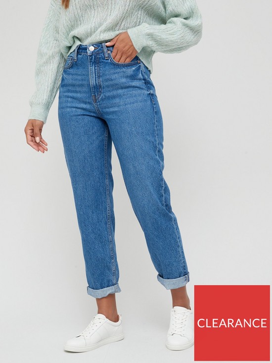 front image of v-by-very-mom-vintage-high-waist-jean-mid-wash