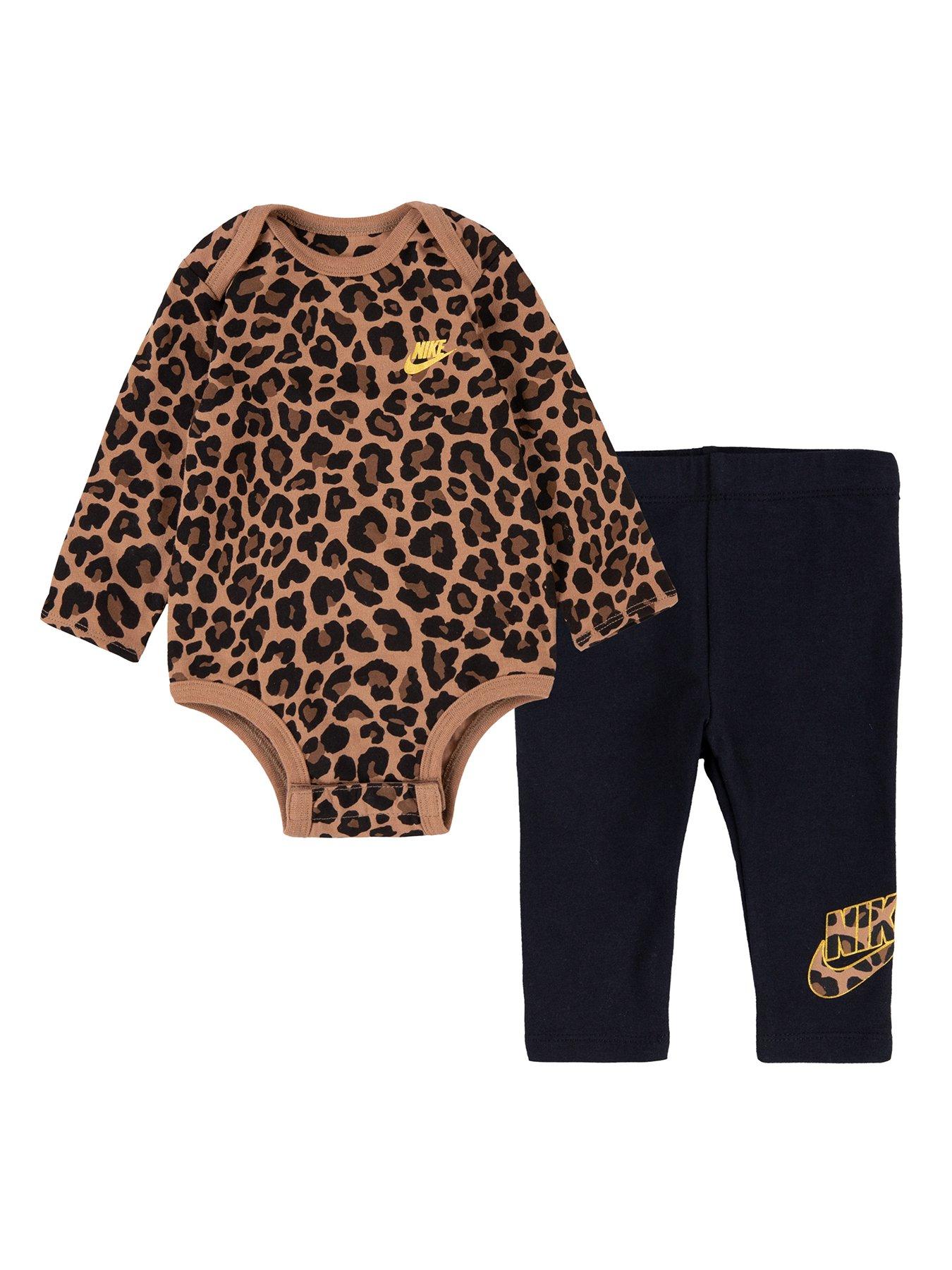 Kids Leopard Futura Bodysuit Pant Set - Black/Gold