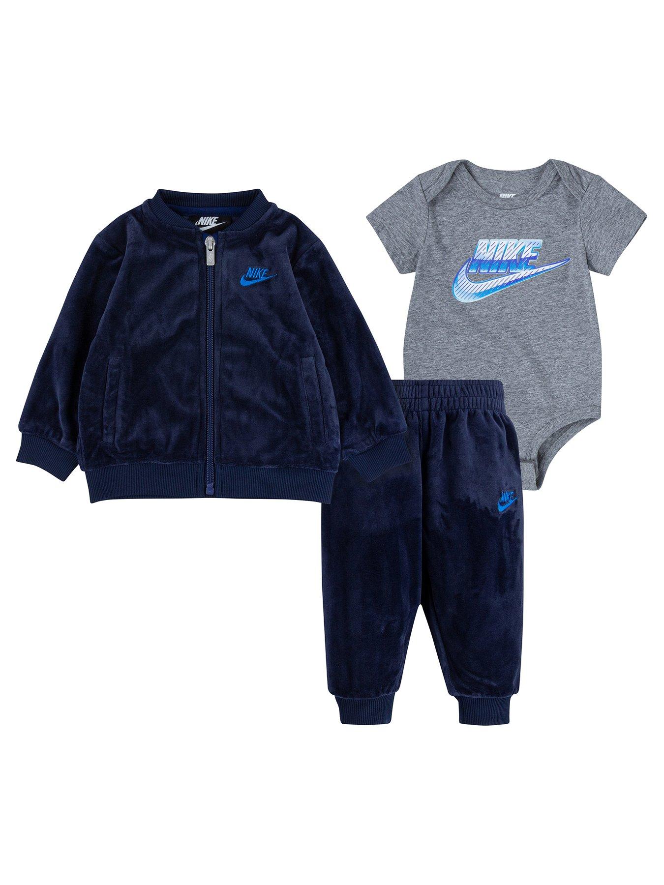 Nike Velour Tracksuit 3 Piece Set Blue very.co.uk