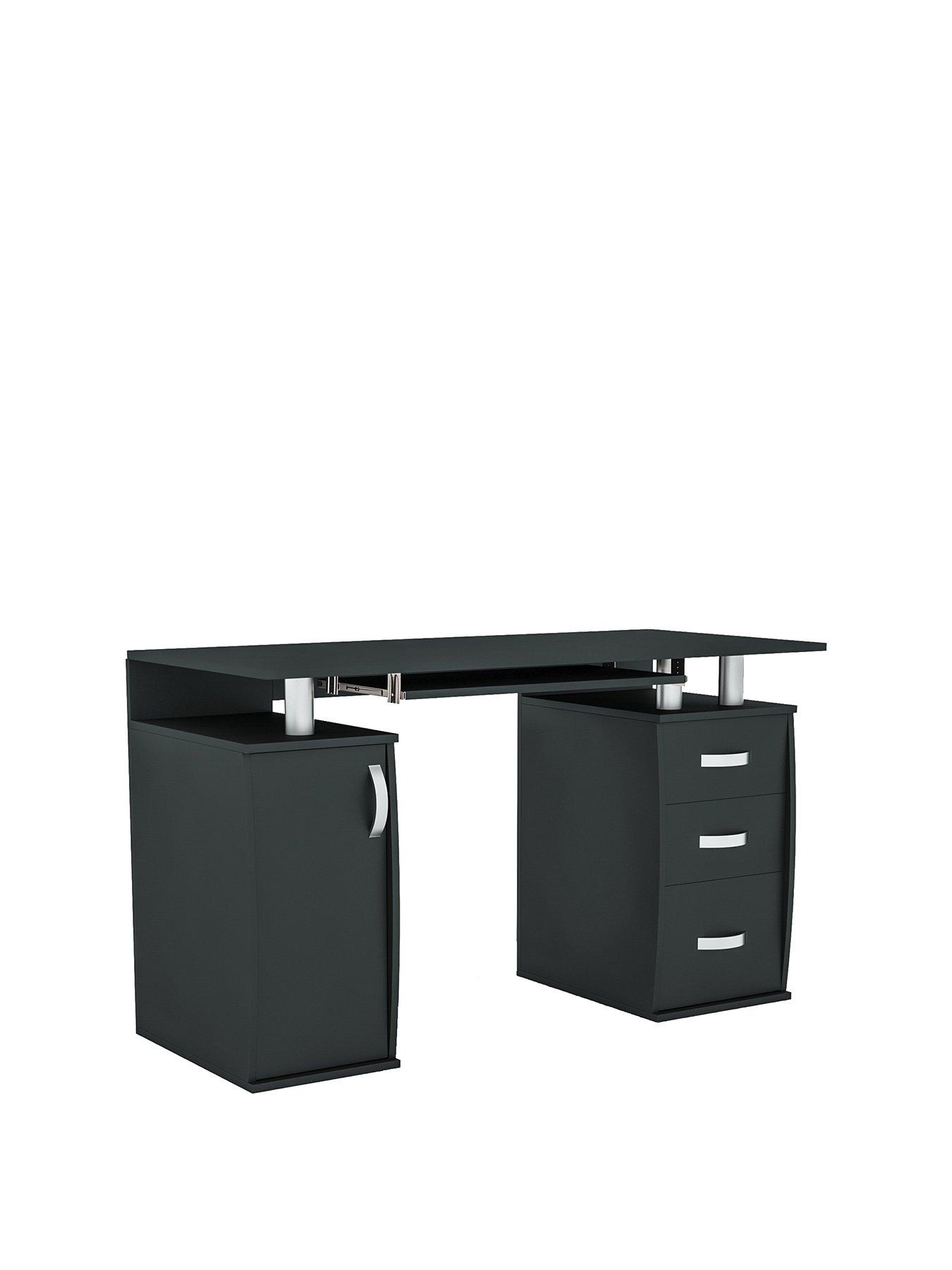 Vida Designs Otley 3 Drawer Computer Desk - Black | very.co.uk