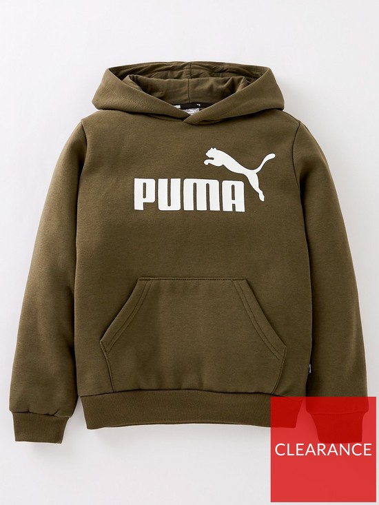 Puma Boys Essentials Big Logo Fleece Hoodie - Green | very.co.uk